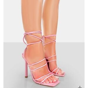 Public Desire Make Way Pink Patent Strappy Heels